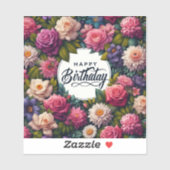 sticker floral : joyeux anniversaire (Feuille)