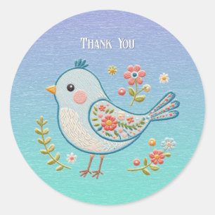 Sticker Floral Little Blue Bird