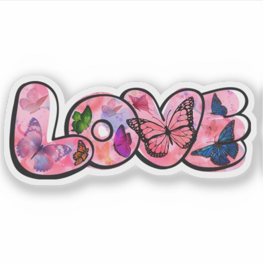 Sticker Floral Love Typography  (Devant)
