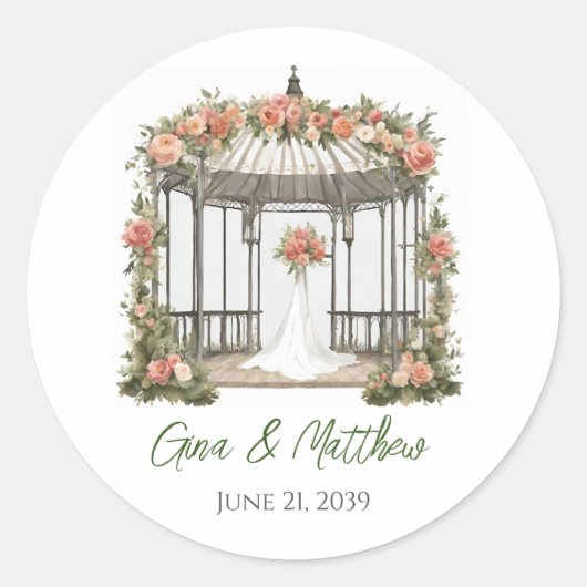 Sticker floral Mariage d'enveloppe Gazebo (Devant)