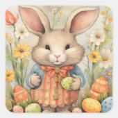 Sticker floral moelleux lapin de Pâques aux couleu (Devant)