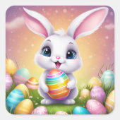 Sticker floral moelleux lapin de Pâques aux couleu (Devant)