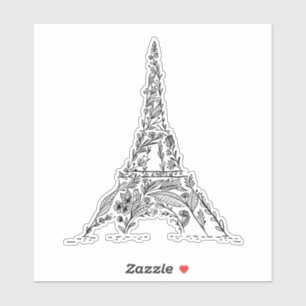 Sticker Floral noir & blanc Paris Tour Eiffel