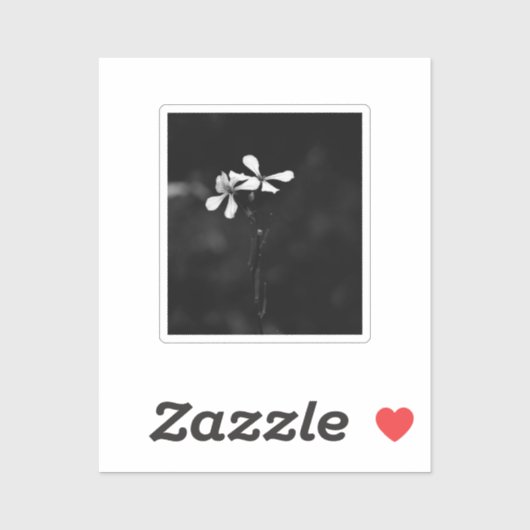 Sticker floral noir et blanc minimal (Feuille)