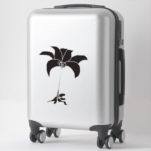 Sticker Floral Noir Extra Grand (Sur valise)