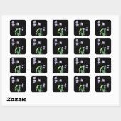 Sticker Floral Noir Fleur Violet / Sceau (Feuille)
