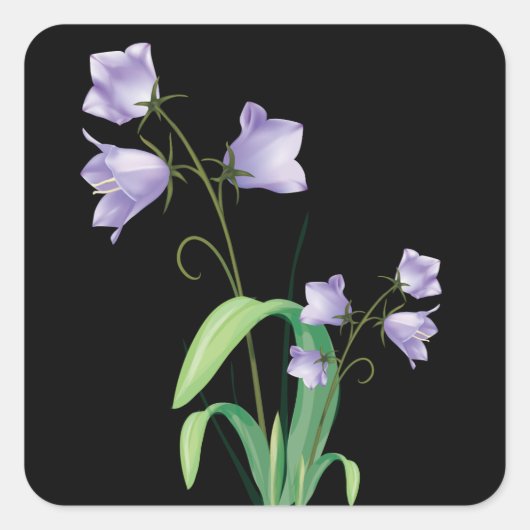 Sticker Floral Noir Fleur Violet / Sceau (Devant)