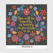 Sticker Floral noir heureux quand vous décidez d'être cité (Feuille)