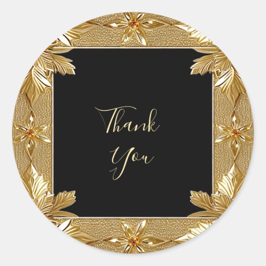 Sticker Floral Orné Noir Or (Devant)