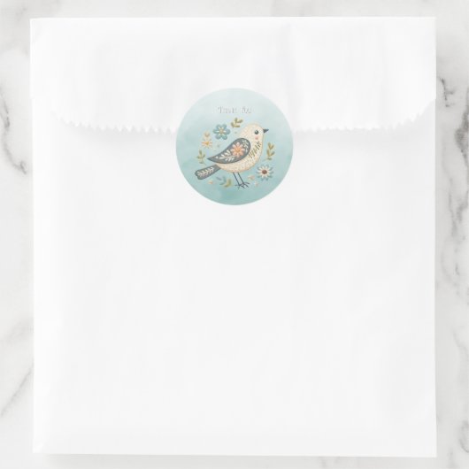 Sticker Floral Petit Oiseau Vert (Sac)