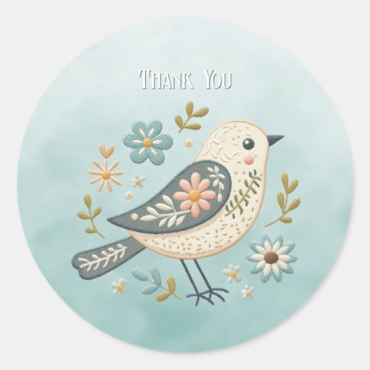 Sticker Floral Petit Oiseau Vert (Devant)