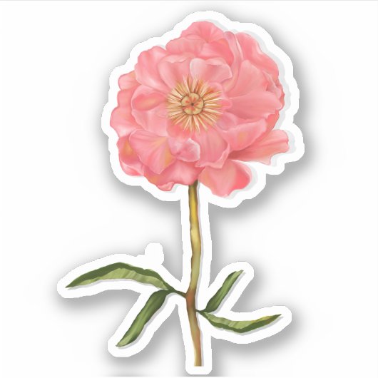 Sticker Floral Pretty Rose Peony Art (Devant)