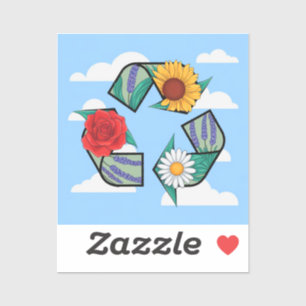 Sticker Floral Recycling Symbol Eco-Friendly Nature