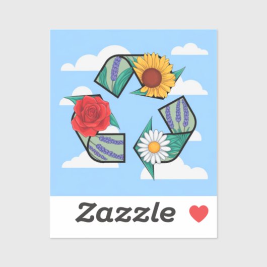 Sticker Floral Recycling Symbol | Eco-Friendly Nature (Feuille)