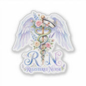 Sticker Floral RN Registered Nurse Angel Wings Watercolor  (Devant)