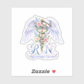 Sticker Floral RN Registered Nurse Angel Wings Watercolor  (Feuille)