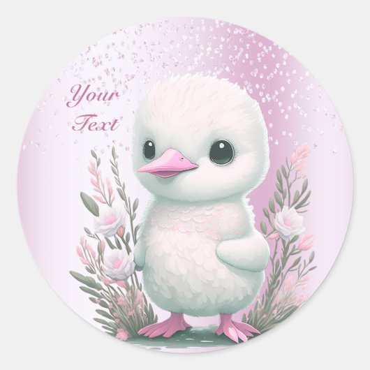 Sticker floral rose canard blanc (Devant)