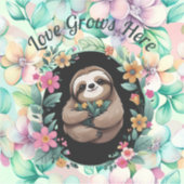 Sticker Floral Sloth Love pousse ici (Devant)