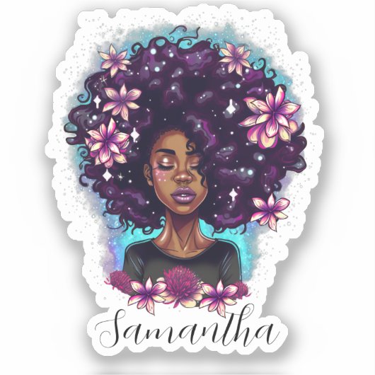 Sticker Floral Sparkling Afro Femme (Recto)