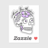 Sticker Floral Sugar Skull Purple Honor Your Ancestors (Feuille)