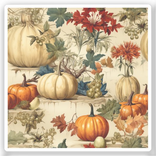 Sticker Floral Thanksgiving Motif Vintage (10) (Recto)