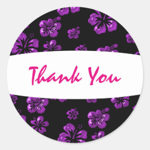 Sticker floral Tropical violet noir Hibiscus