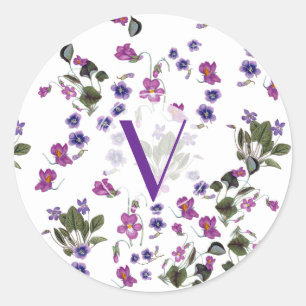 Sticker floral violet personnalisé