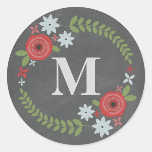 Sticker Floral Wreath Monogram (Devant)