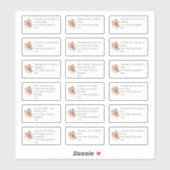 Sticker Florals 18 Bénéficiaires individuels Merci Mariage (Feuille)