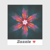 Sticker Flore Mandala Flowers Orange Red Blue Abstract (Feuille)