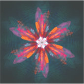 Sticker Flore Mandala Flowers Orange Red Blue Abstract (Devant)