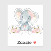 Sticker Flore rose mignon bébé éléphant coupé Vinyl Stic (Feuille)