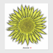 Sticker Flore Rustique Tournesol Jaune Main tirée (Feuille)