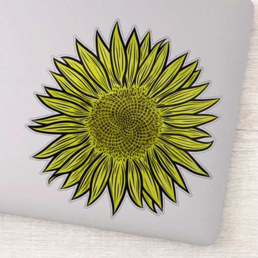 Sticker Flore Rustique Tournesol Jaune Main tirée (Détail)