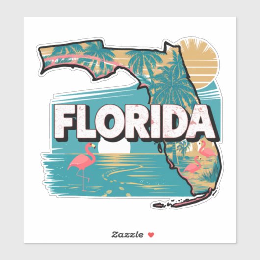 Sticker Floride rétro (Feuille)