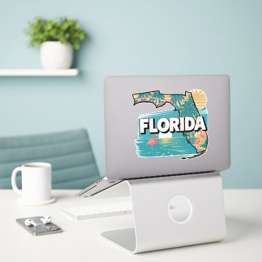 Sticker Floride rétro (Ordinateur portable sur le bureau)