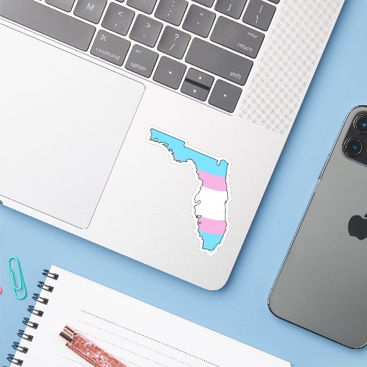 Sticker Floride Trans Pride (Ordinateur portable avec iPhone)