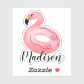 Sticker Flotte du pool de Flamants roses de nom personnali (Feuille)