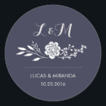 Sticker Flower and Feuille Wreath Wedding Favor<br><div class="desc">feuilles vintages et rustiques et mariage à couronne fleurie merci sticker. Monogramme de la mariée et du marié pour la faveur de mariage ou enveloppes de faire-part de mariage sceaux. Customiser le libellé pour toute occasion spéciale. Bonsoir de printemps, étiquette de douche nuptiale, fête d'anniversaire, dîner fiançailles, baby shower et...</div>