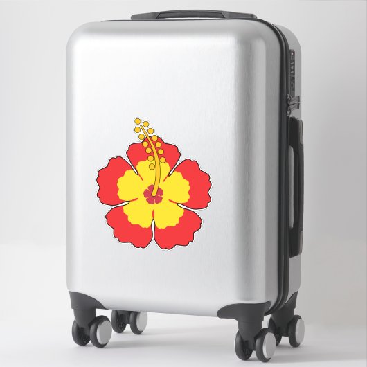 Sticker Flower rouge hibiscus (Sur valise)