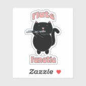 Sticker Fluate Fanatique Rose Noir Chat mignonne (Feuille)