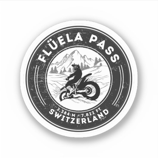 Sticker Flüela Pass VTT suisse alpes (Devant)