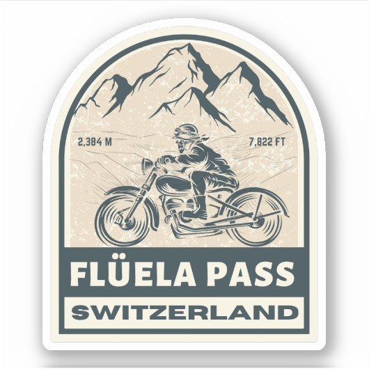 Sticker Flüela Pass VTT suisse alpes (Devant)