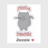 Sticker Flute Fanatic Pink Gray Cat (Feuille)