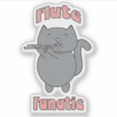 Sticker Flute Fanatic Pink Gray Cat (Devant)