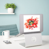 Sticker Flux de la macro couleur d'aquarelle rouge fanée (Ordinateur portable sur le bureau)