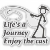 Sticker Fly Fishing stick figure guy casting a nymph (Devant)