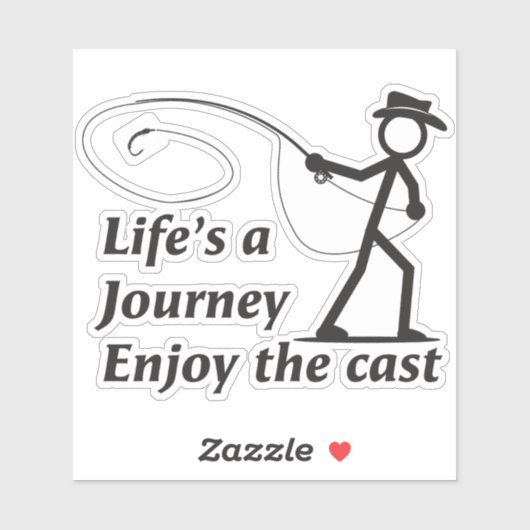 Sticker Fly Fishing stick figure guy casting a nymph (Feuille)