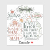 Sticker Foi chrétienne Bible Écriture Florale Verdure (Feuille)