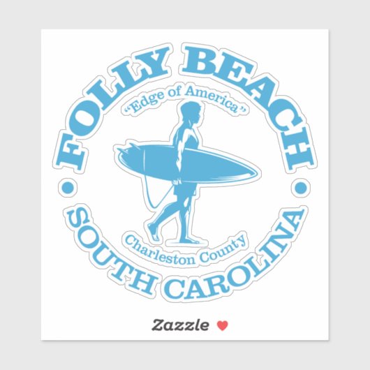 Sticker Folly Beach (surfer) (Feuille)